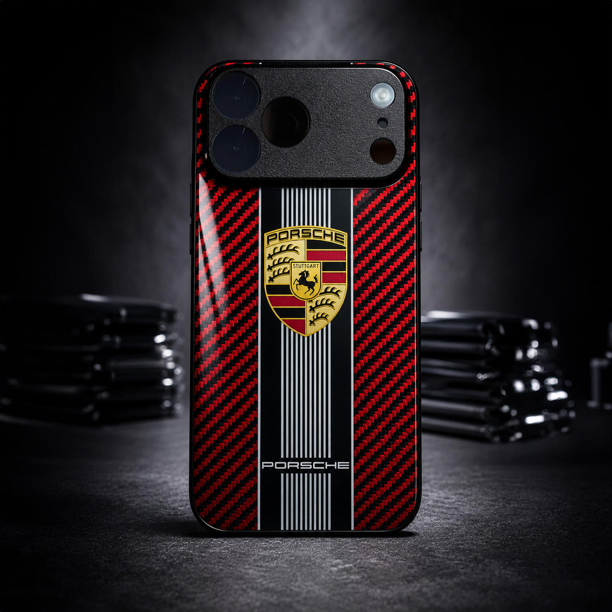 Porsche Carbon Style Phone Case - Red Edition